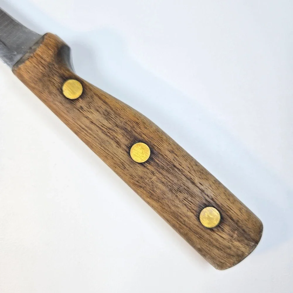 Vintage Chicago Cutlery 61S Knife Vintage Walnut Handle Brass Rivets USA L2